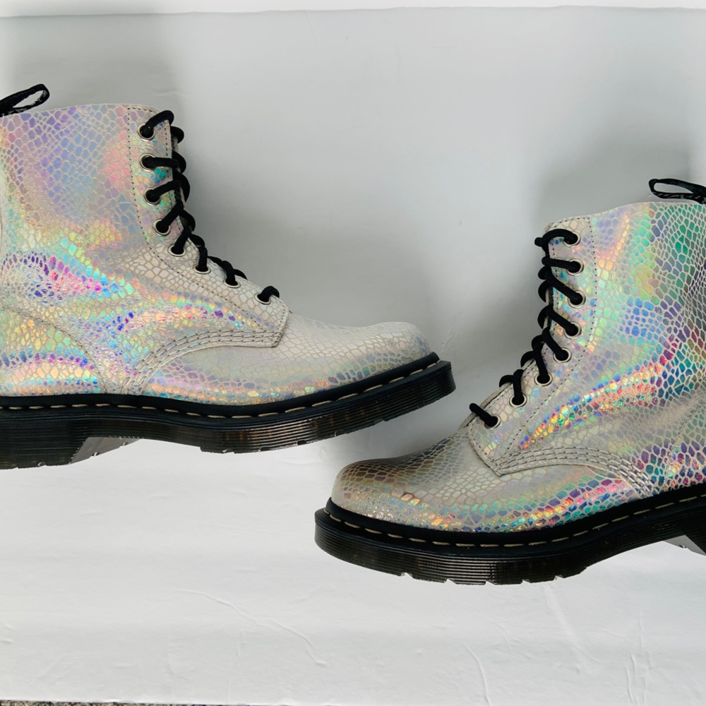 Dr. Martens 1460 Pascal Metallic Snake Shimmer  Festival Lace Up Combat Boots - Picture 7 of 11